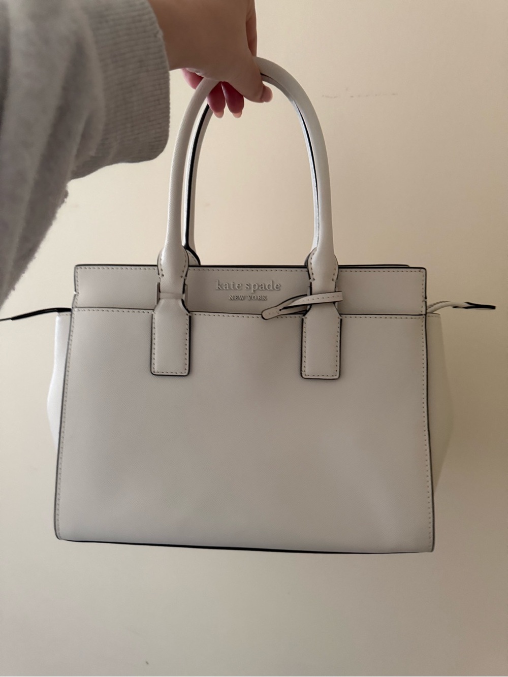 kate spade White Leather Double-Handle Satchel